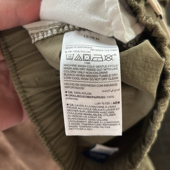 Sonoma & Old Navy 18m Bundle Brown Corduroy, Olive Nylon Pants - Picture 4 of 5